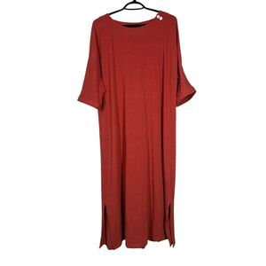 Soft Surroundings Womens Orange Midi Dress Sz XL Oversized Lagenlook Beachy